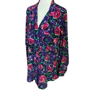 Vintage 90s bright  floral plus size blouse